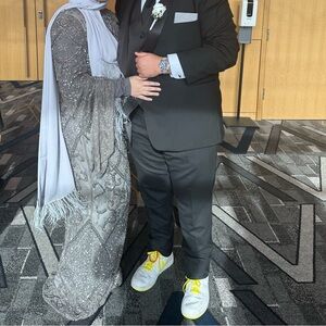 Silver dress heavily beaded from turkey